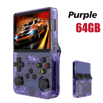 Purple R36S console with black buttons 64GB