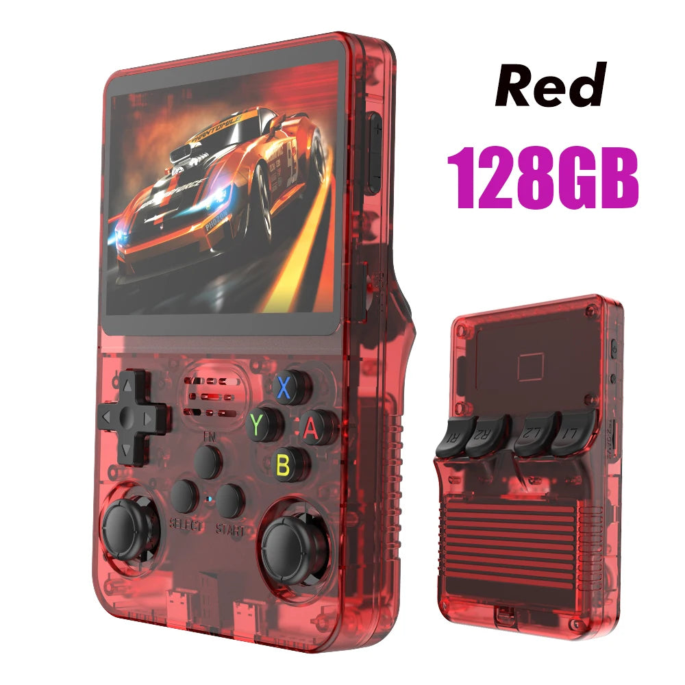 Red R36S console with black buttons 128GB